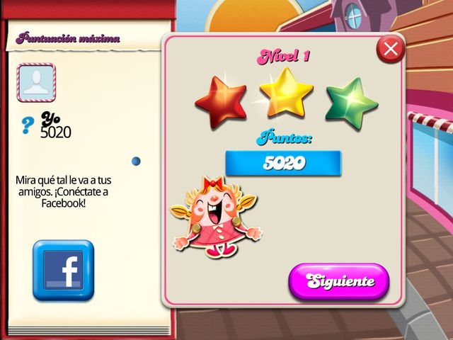 Nivel 1 de candy crush. Completado!